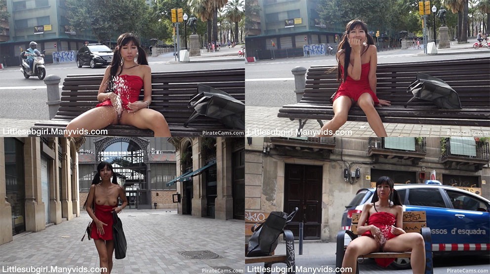Littlesubgirl – Asian Squirter Soaks Public Street